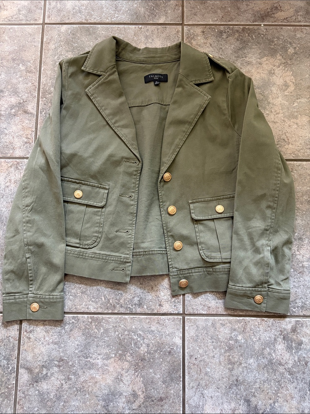 Talbots Olive Green Button-Front Utility Blazer